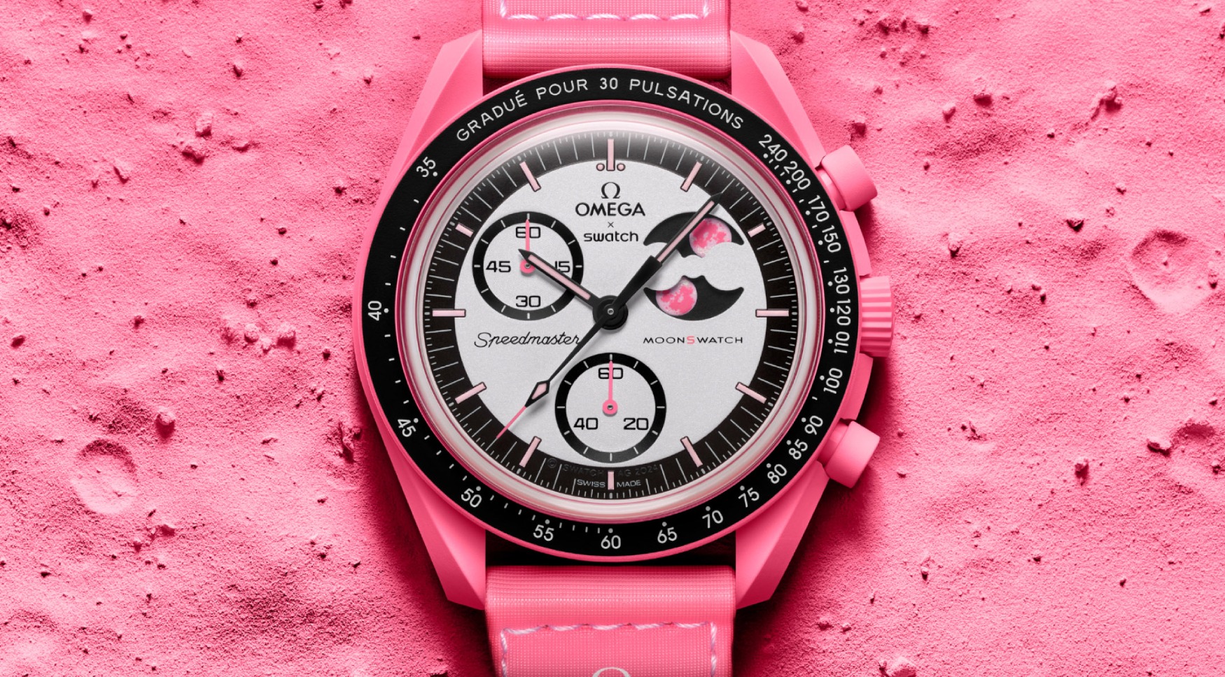 Swatch x Omega MoonSwatch Mission to the Pink Moonphase Swatch x Omega MoonSwatch Mission to the Pink Moonphase