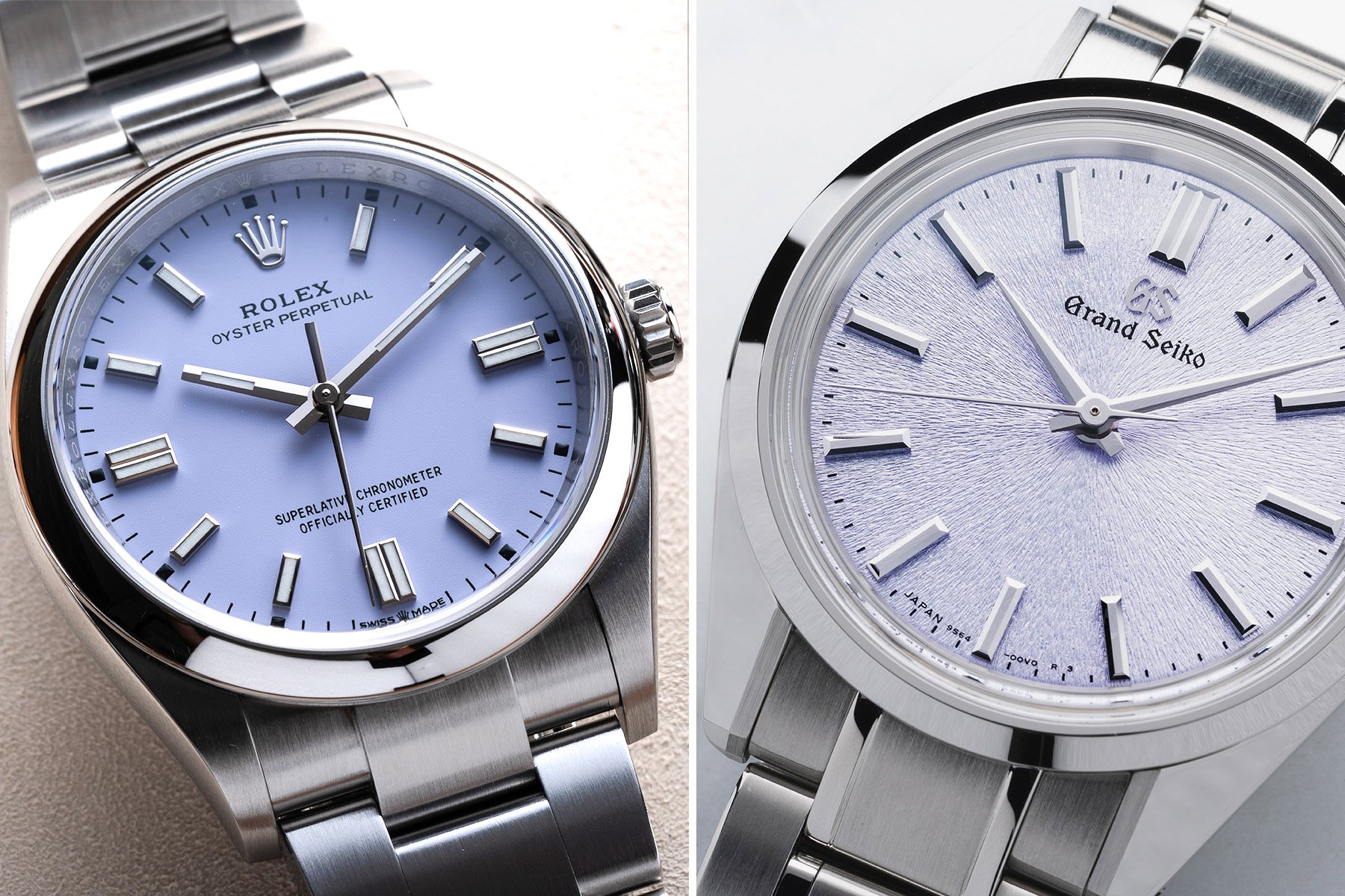 Rolex Oyster Perpetual Lavender Vs. Grand Seiko Kiri SBGW323 Rolex Oyster Perpetual Lavender Vs. Grand Seiko Kiri SBGW323