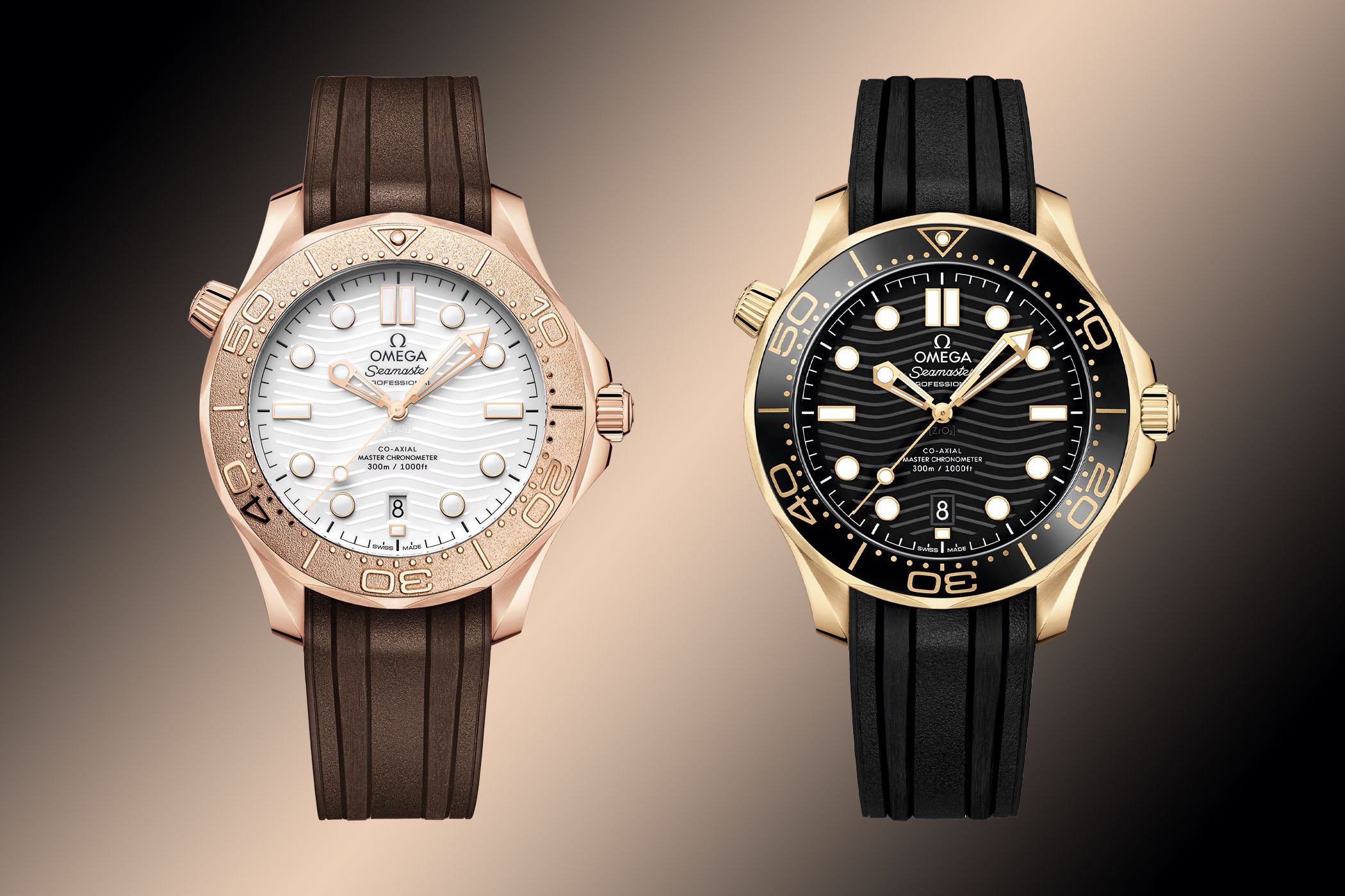 New Moonshine and Sedna Gold Editions of the Omega Seamaster Diver 300M