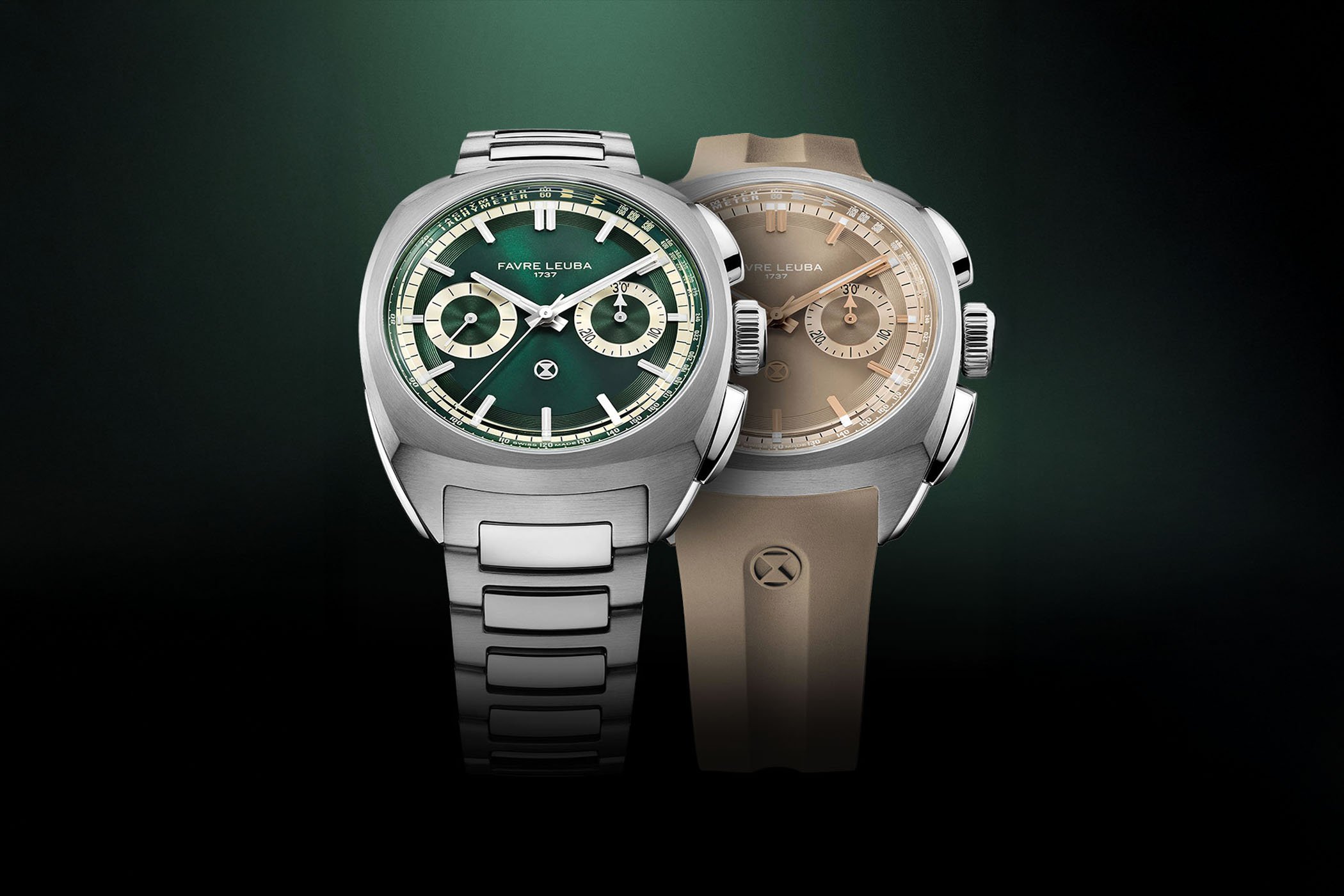 The Favre Leuba Chief Chronograph now in British Racing Green and Dune